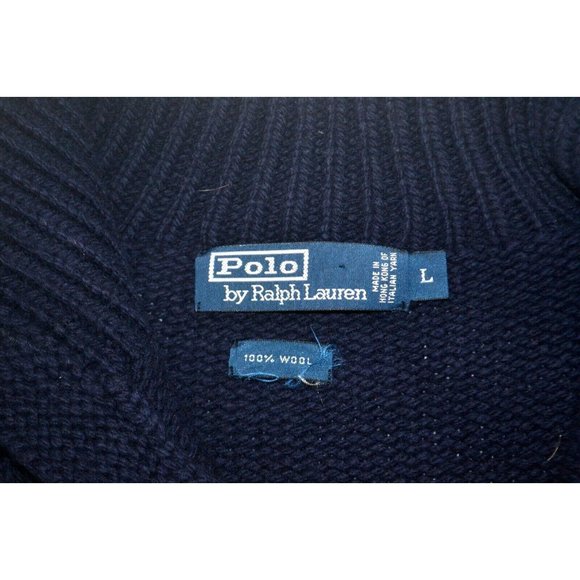 POLO RALPH LAUREN Men's 100% Wool Shawl Collar‎ Sweater SIZE LARGE Wooden Toggle - Picture 5 of 5